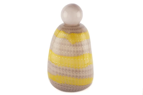 Mikasa Moor Lila Kapaklı Sarı Çizgili Cam Vazo 19x33cm ürün görseli 1