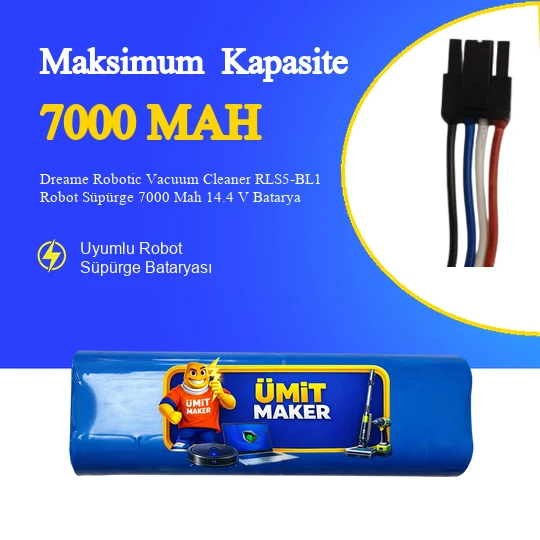 Dreame Robotic Vacuum Cleaner RLS5-BL1 Robot Süpürge 7000 Mah 14.4 V Batarya – Orjinal Uyumlu Uzun Ömürlü, Yüksek Performans Pil ürün görseli 1