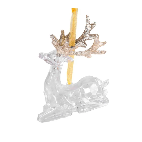 Yılbaşı Süsü Oturan Geyik Akrilik Cam 9x8 Cm. ürün görseli 1