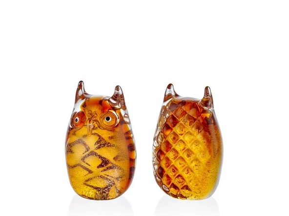 Lamedore Owl Yellow Glass Decor 9,5x6,5x13 ürün görseli 1