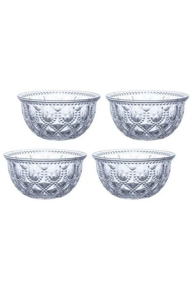 Easy Life Rölyef Süslemeli 4 lü Cam Kase Seti Mavi 400 ml 12.7cm - h 6.6cm ürün görseli 1
