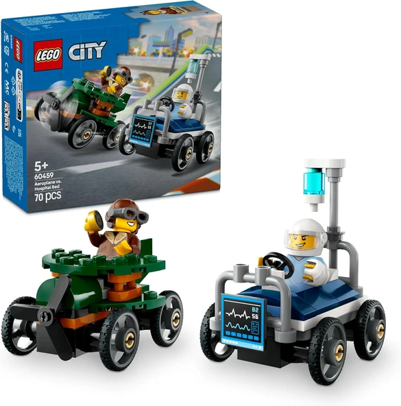 LEGO City Uçak, Hastane Yatağına Karşı Yarış Arabası Paketi 60459 - 5 Yaş Üzeri Çocuklar için Yaratıcı Oyuncak Yapım Seti (70 Parça) ürün görseli 1