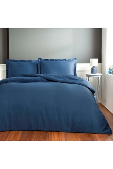 TAÇ COLOR DREAMS ÇİFT KİŞİLİK SATEN BASİC NEVRESİM TAKIMI LACİVERT 200x220 cm ürün görseli 1