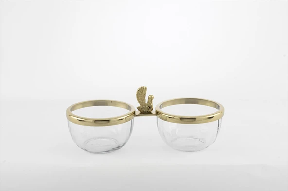 Mikasa Moor Gold Metalli 2 Bölmeli Cam Çerezlik 25x11x10cm ürün görseli 1