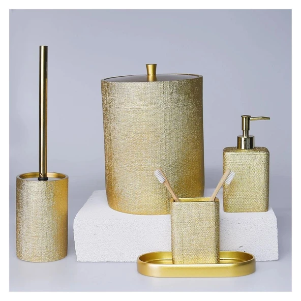 Selim Dekor Linen Banyo Seti Altın ürün görseli 1