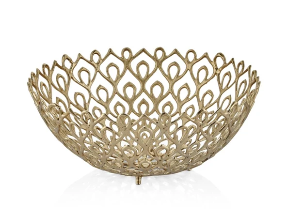Lamedore Peacock Gold Yuvarlak Büyük Dekoratif Kase 47x47x19 Cm ürün görseli 1