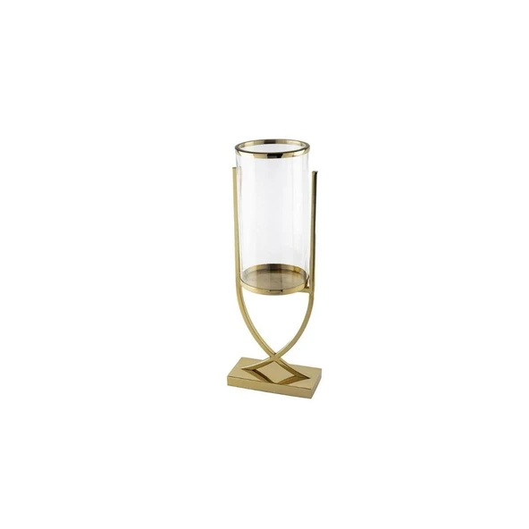 Mikasa Moor Gold X Ayaklı Metal Cam Mumluk 16x21x58cm ürün görseli 1