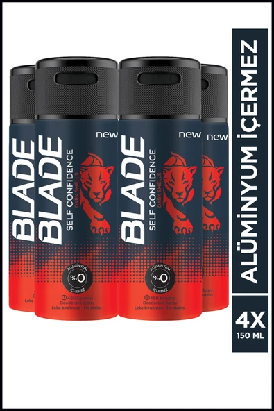Blade Self Confidence Erkek Alüminyumsuz Deodorant 4x150 Ml Hızlı Kurur,Leke Bırakmaz ürün görseli 1