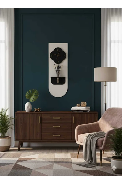 SERENGETI ART YONCA AHŞAP PİLLİ LEDLİ İSKANDİNAV TARZI SALON DUVAR SAATİ MODERN ÇİÇEKLİK 40 X 110 CM ürün görseli 1