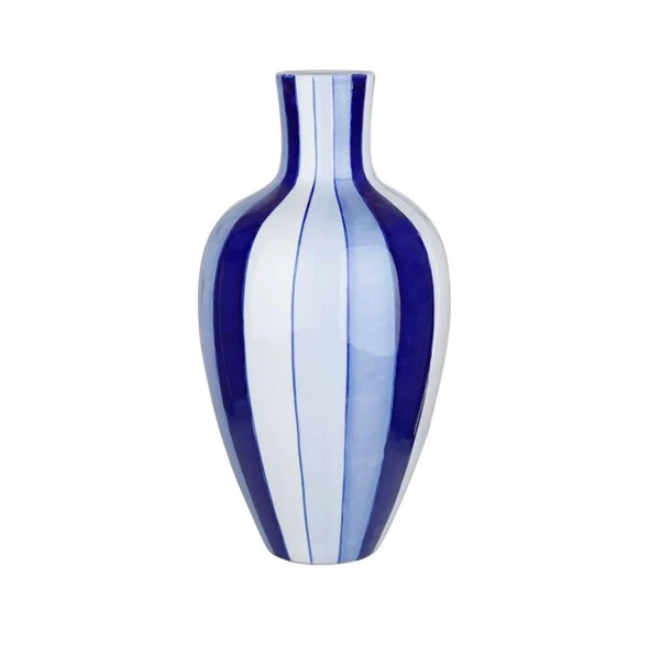 Lucky Art MAvi&Beyaz Boğumlu Vazo 45 cm ürün görseli 1