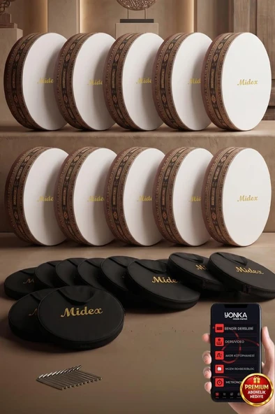 Midex BR-910X 10'lu Bendir Def Toptan Paket Akort Ayarlı EL Tutma Oyuklu Çantalı ürün görseli 1