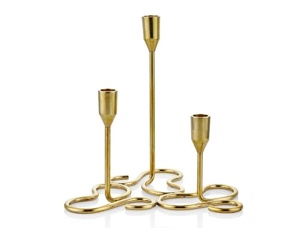 Lamedore Curve Brass 3'lü  Mumluk 25X25X25,5 cm ürün görseli 1
