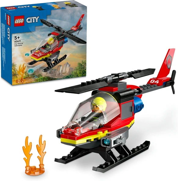 LEGO City İtfaiye Kurtarma Helikopteri 60411 - 5 Yaş ve Üzeri Çocuklar için Pilot Minifigürü İçeren Yaratıcı Oyuncak Yapım Seti (85 Parça) ürün görseli 1