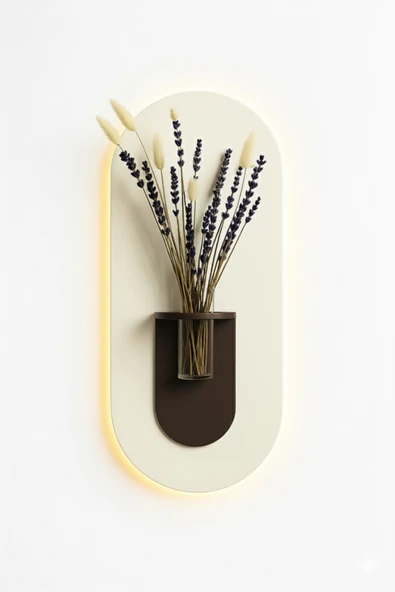 SERENGETI ART GARDENYA AHŞAP PİLLİ LEDLİ İSKANDİNAV TARZI SALON DUVAR RAFI MODERN ÇİÇEKLİK 27 X 65 CM ürün görseli 1