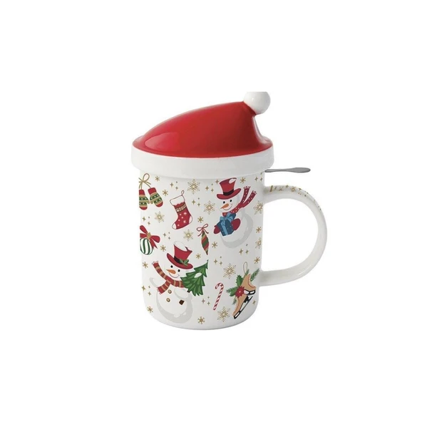 Easy Life Porselen Kupa, Kapaklı ve Metal Demlikli 370 ml 6 Farklı Tasarım ürün görseli 1