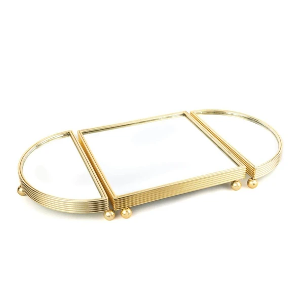 Mikasa Moor Altın Oval Aynalı Metal Tepsi 25x50cm ürün görseli 1