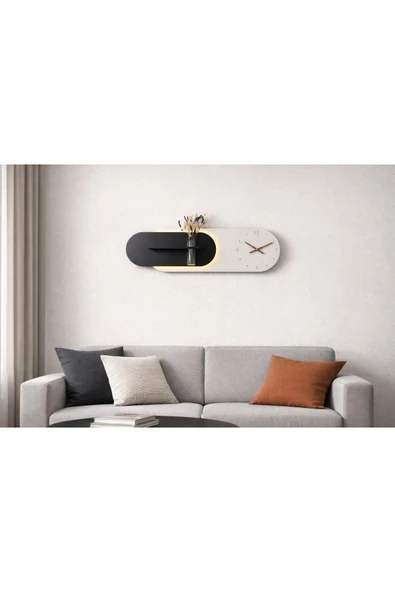 SERENGETI ART KARDELEN AHŞAP PİLLİ LEDLİ İSKANDİNAV TARZI SALON DUVAR RAFI MODERN ÇİÇEKLİK 112 X 28 CM ürün görseli 1