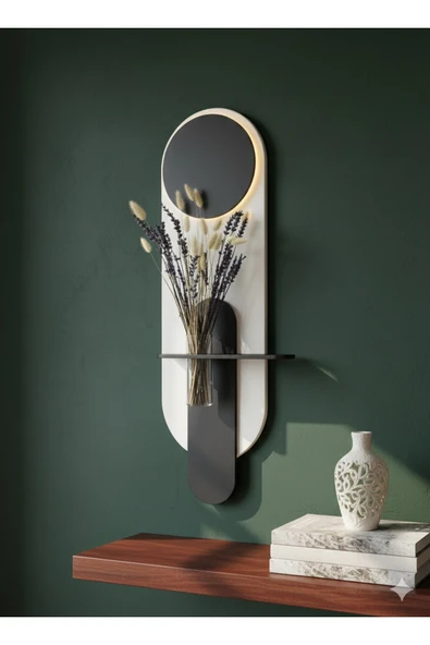 SERENGETI ART PETUNYA AHŞAP PİLLİ LEDLİ İSKANDİNAV TARZI SALON DUVAR RAFI MODERN ÇİÇEKLİK 27 X 90 CM ürün görseli 1