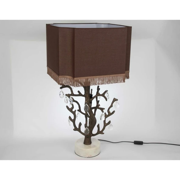 Mikasa Moor Antik Bronz Taşlı Kahv Masa Lambası 65x45cm ürün görseli 1