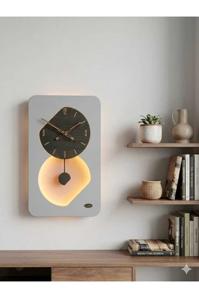 SERENGETI ART NAİROBİ LEDLİ AHŞAP SALON DUVAR SAATİ QUARTZ ULTRA SESSİZ MEKANİZMA 55 CM X 34 CM ürün görseli 1