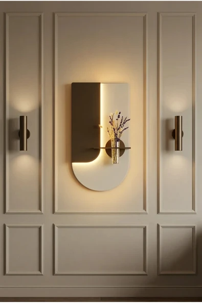 SERENGETI ART LAVANTA AHŞAP PİLLİ LEDLİ İSKANDİNAV TARZI SALON DUVAR RAFI MODERN ÇİÇEKLİK 40 X 75 CM ürün görseli 1