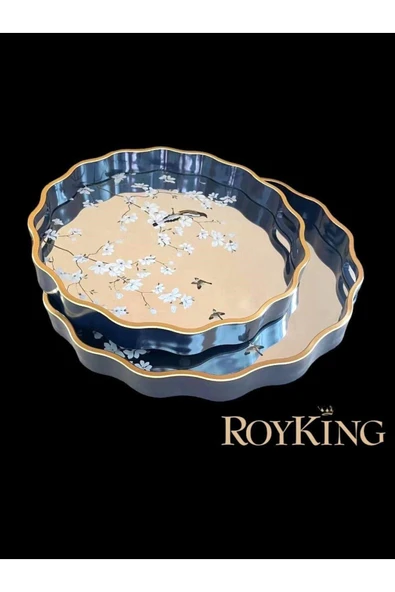 Royking Peafowl 2 li Yuvarlak Tepsi 39x4 ve 34x4 ürün görseli 1