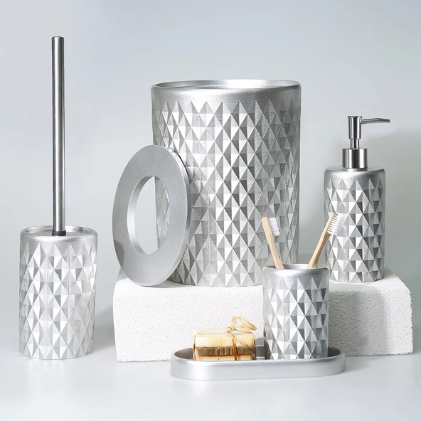 Selim Dekor Glowing Banyo Seti Gümüş ürün görseli 1
