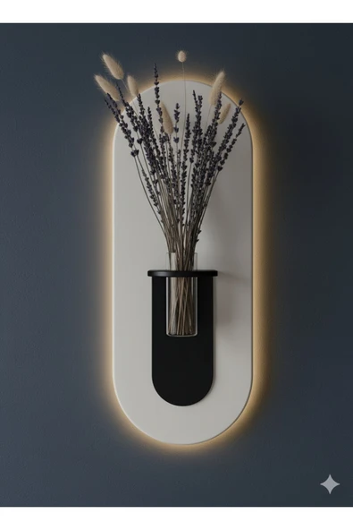 SERENGETI ART GARDENYA AHŞAP PİLLİ LEDLİ İSKANDİNAV TARZI SALON DUVAR RAFI MODERN ÇİÇEKLİK 27 X 65 CM ürün görseli 1