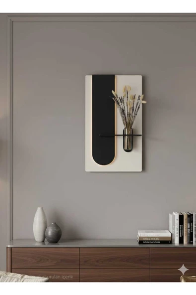 SERENGETI ART OKALİPTUS AHŞAP PİLLİ LEDLİ İSKANDİNAV TARZI SALON DUVAR RAFI MODERN ÇİÇEKLİK 40 X 70 CM ürün görseli 1