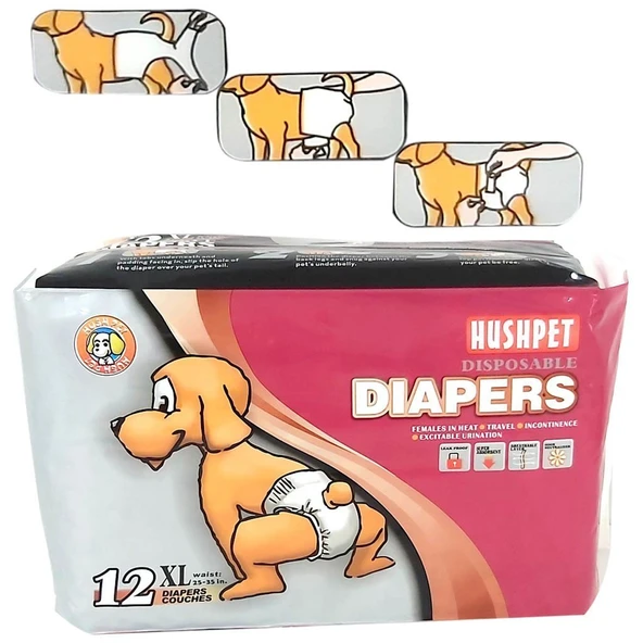 HUSHPET ULTRA EMİCİ KÖPEK KÜLOT ÇİŞ PEDİ XL 12Lİ ürün görseli 1