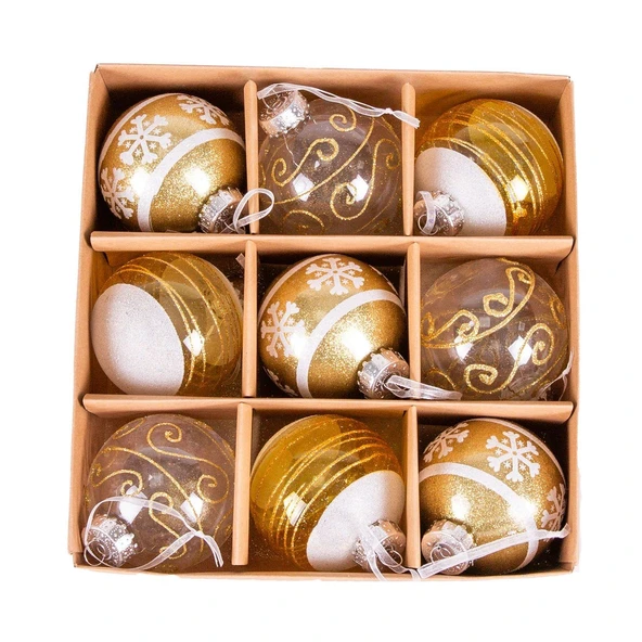 Yılbaşı Ağaç Süsü Yılbaşı Toplu 9 lu Set Gold 8 cm ürün görseli 1