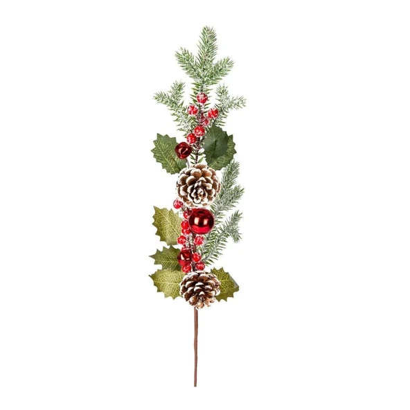 Yılbaşı Süsü Pike Berry Kokina Karlı Kozalaklı Çıngıraklı Kırmızı Yeşil 70 Cm. ürün görseli 1
