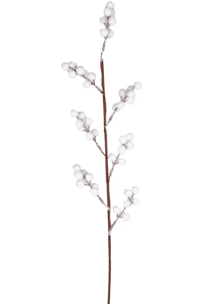 Yılbaşı Çiçeği Pike Kar Efektli Berry Dalı Beyaz 75 Cm. ürün görseli 1