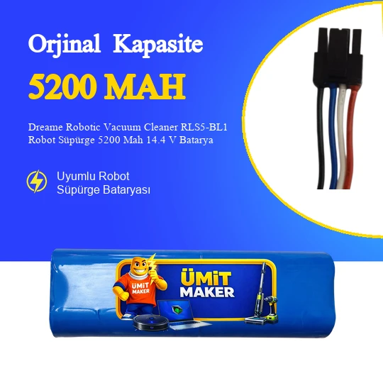 Dreame Robotic Vacuum Cleaner RLS5-BL1 Robot Süpürge 5200 Mah 14.4 V Batarya – Orjinal Uyumlu Uzun Ömürlü, Yüksek Performans Pil ürün görseli 1