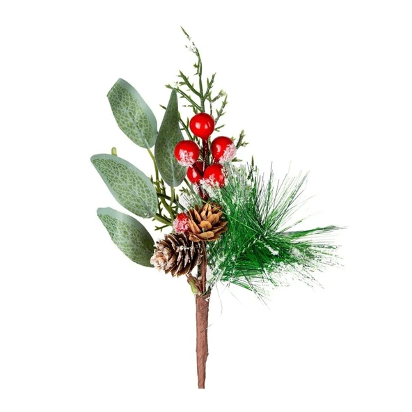 Yılbaşı Süsü Pike Berry Karlı Kırmızı Yeşil 25 Cm. ürün görseli 1