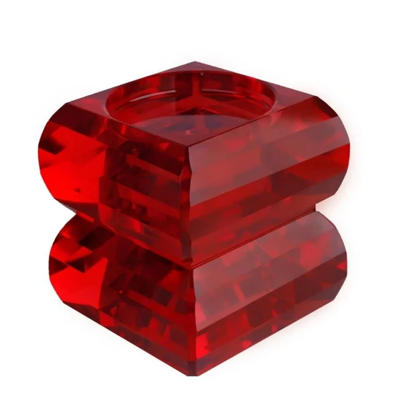 Lucky Art Kristal 2 Boğumlu Kırmızı Mumluk 12cm ürün görseli 1