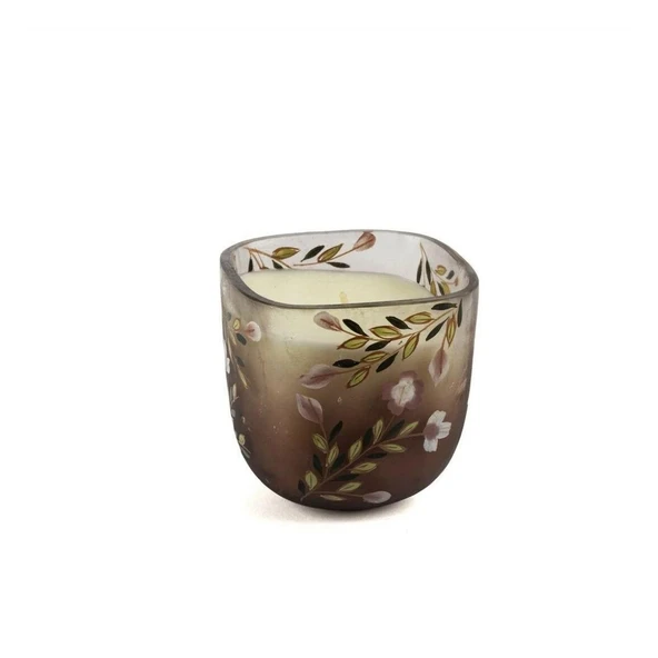 Mikasa Moor Mor Cam Çiçek Des Mum 9x9cm ürün görseli 1