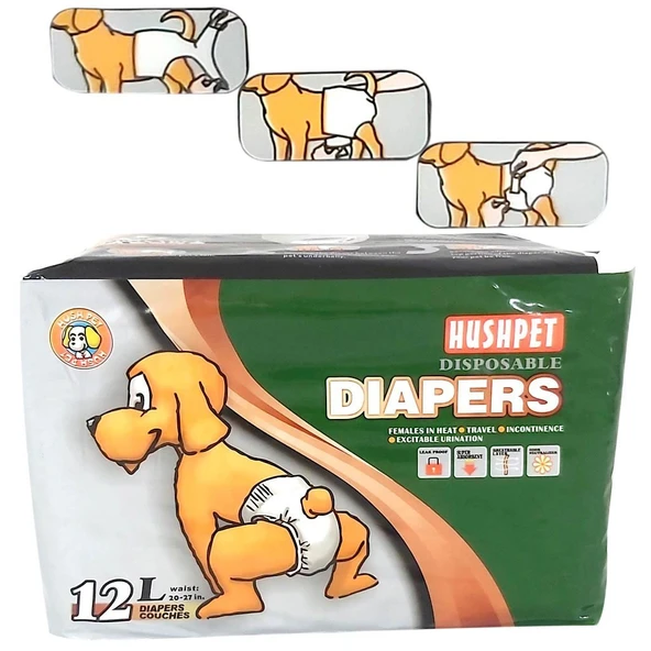 HUSHPET ULTRA EMİCİ KÖPEK KÜLOT ÇİŞ PEDİ L 12Lİ ürün görseli 1
