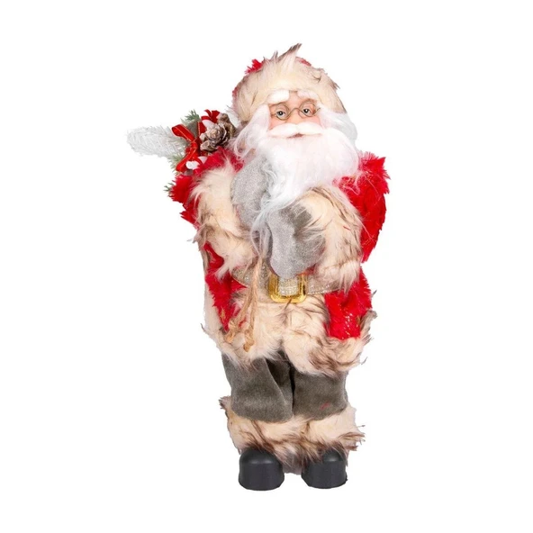 Yılbaşı Noel Baba Gold Hediye Çuvallı Yeşil Pantalonlu Fenerli Kırmızı Yeşil 30 Cm. ürün görseli 1