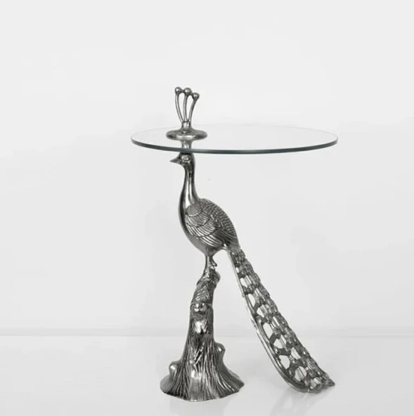 Vitale Tavuskuşu Sehpa Silver 61 x 40 cm ürün görseli 1