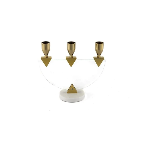 Mikasa Moor Gold 3lü Cam Şamdan 20x8x17cm ürün görseli 1