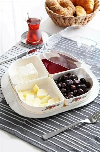 4 Bölme Kare Kahvaltılık Saklama Seti, Büyük Boy ürün görseli 1