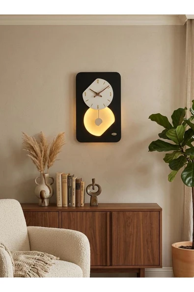 SERENGETI ART NAİROBİ LEDLİ AHŞAP SALON DUVAR SAATİ QUARTZ ULTRA SESSİZ MEKANİZMA 55 CM X 34 CM ürün görseli 1