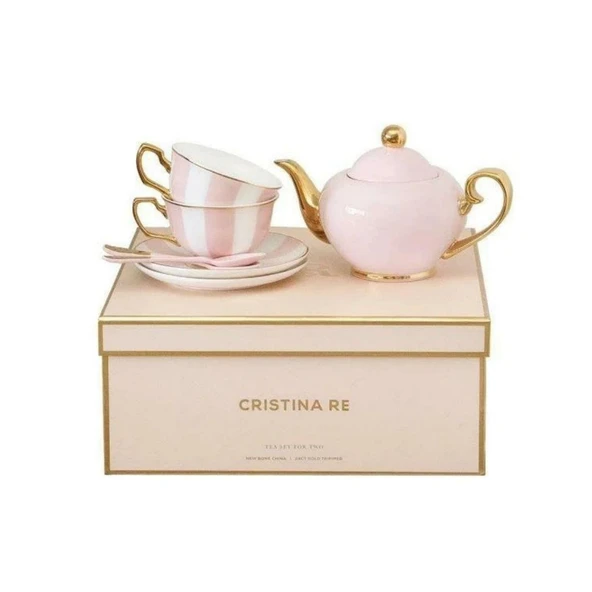 Cristina Re Two Cup Blush Stripe Teaset ürün görseli 1