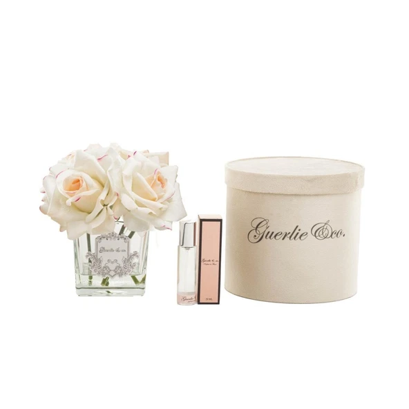 Guerli&Co 4 Gül Krem Pembe Yuvarlak Cam Gold Logo ürün görseli 1