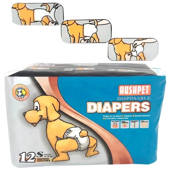 HUSHPET ULTRA EMİCİ KÖPEK KÜLOT ÇİŞ PEDİ S 12Lİ ürün görseli 1