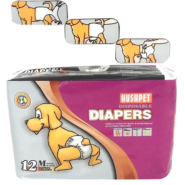 HUSHPET ULTRA EMİCİ KÖPEK KÜLOT ÇİŞ PEDİ M 12Lİ ürün görseli 1