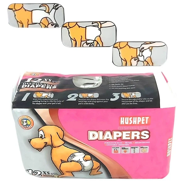 HUSHPET ULTRA EMİCİ KÖPEK KÜLOT ÇİŞ PEDİ XS 12Lİ ürün görseli 1