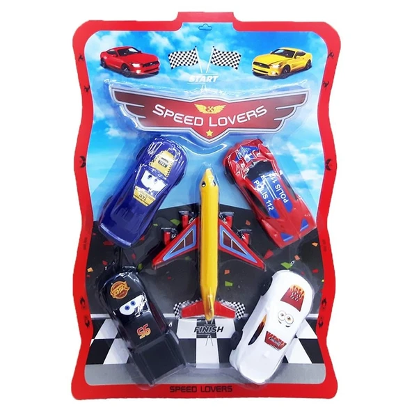 Speed Lover 5'li Oyuncak Arabalar ve Uçak ürün görseli 1