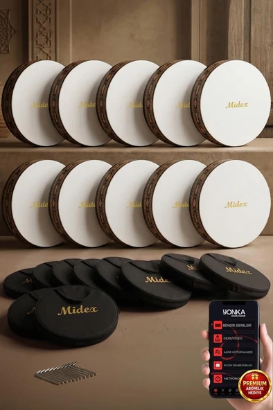 Midex BR-911X 10'lu Bendir Def Toptan Paket Akort Ayarlı EL Tutma Oyuklu Çantalı ürün görseli 1